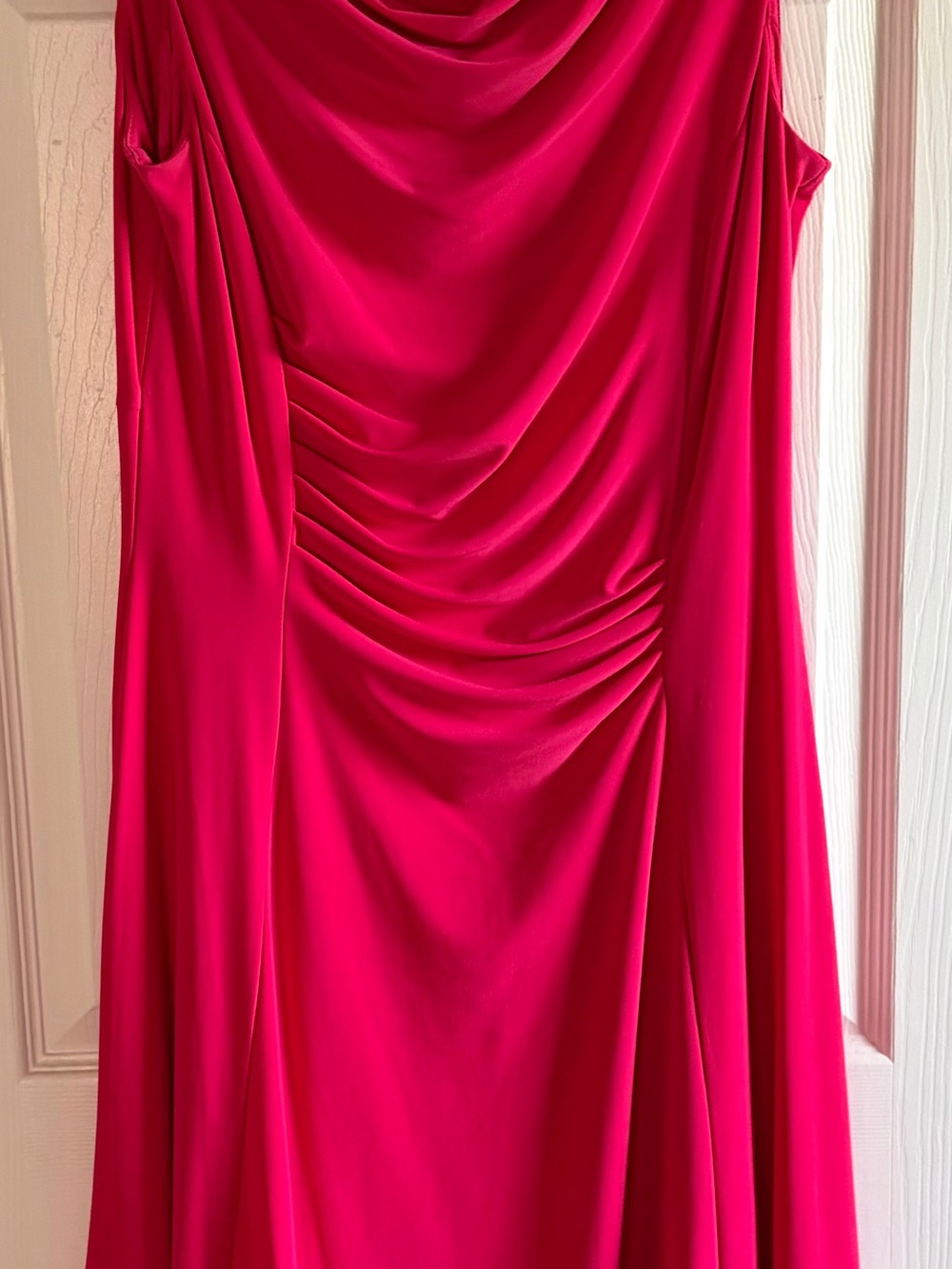 Fuchsia Draped Sleeveless Wedding Guest Dress